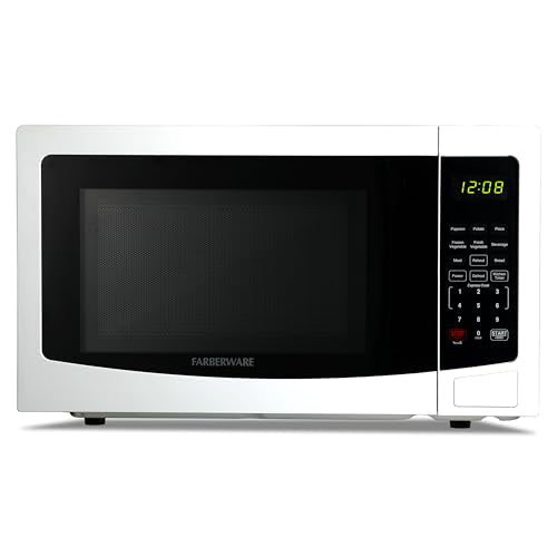 Farberware 1.1 Cu. Ft White Countertop Microwave Oven - 1000W, Auto Cook, Child Lock