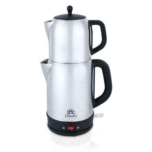 Electric Turkish Tea Maker with Double Pot Stainless Steel Kettle & Infuser 1.7L
