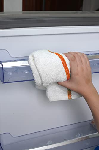 Orange Stripe Towels Pack of 60 - 16x19 Inch Absorbent Cotton Cleaning Rags