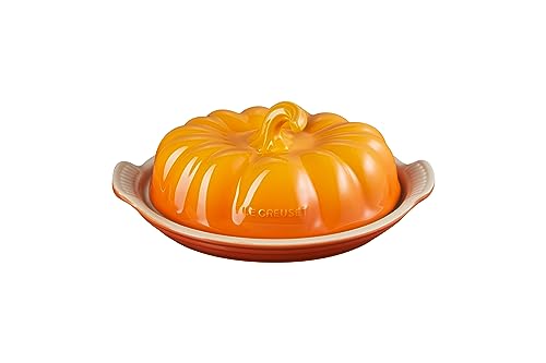 Le Creuset Pumpkin Butter Dish Persimmon - Autumn Seasonal Stoneware Serving