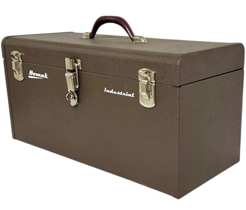 Homak 20-Inch Industrial Steel Toolbox with Powder Coat, Lockable, Brown