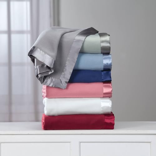 OakRidge Blue Full/Queen Fleece Blanket with Satin Binding, Lightweight, All-Season