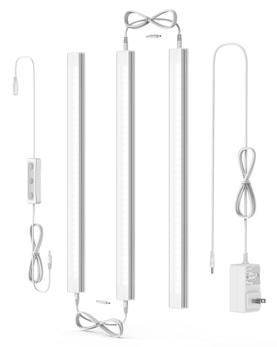 Under Cabinet Lighting 3 Pack 12 Inch Linkable - 4500K Daylight White, Dimmable, Manual Switch