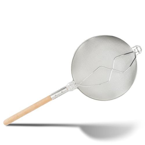 14-Inch Double Mesh Steel Strainer - Tin-Plated Kitchen Filter