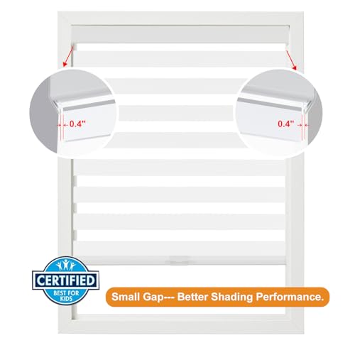 Persilux Blackout Zebra Window Blinds 46 x 64 Inches White Cordless Shades