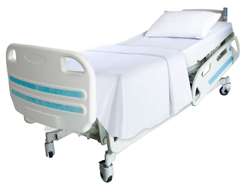 Twin Flat Bed Sheets 3 Pack - 66x104 Inches White Cotton 200 Thread Count - Hospital & Hotel Quality - Variation of THIS listing