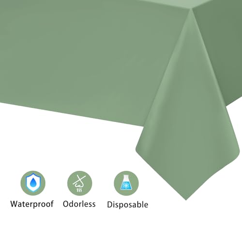 Kopokita Sage Green Disposable Tablecloths 54 x 108 in, 2 Pack
