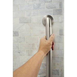24 Inch Stainless Steel Handicap Grab Bar - Peened Finish for Bathroom Safety - Elderly Assistance