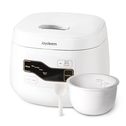 Ceramic Rice Cooker 2L with 4 Cups Uncooked Capacity, Non-Stick Inner Pot