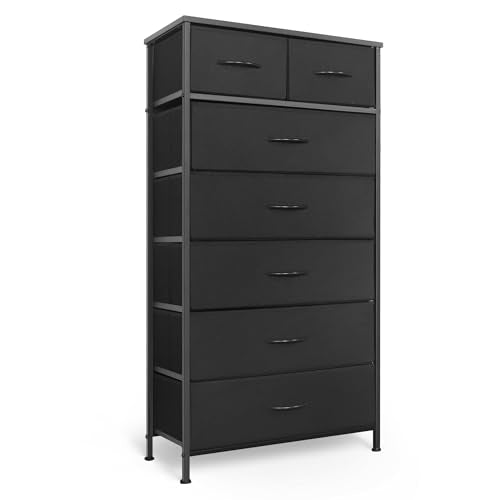 Tall Dresser with 7 Drawers - Black Vertical Storage Tower for Bedroom