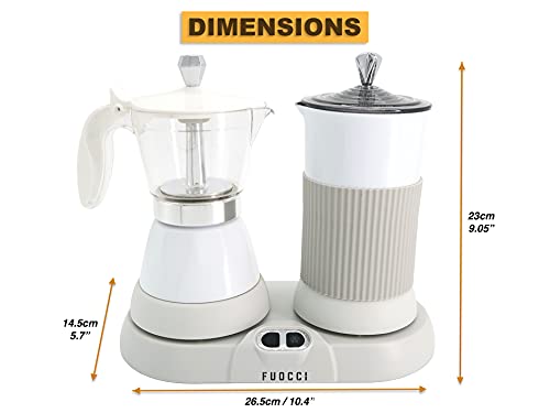 Electric Moka Pot with Milk Frother - 3-Cup Espresso Maker for Cappuccinos & Lattes