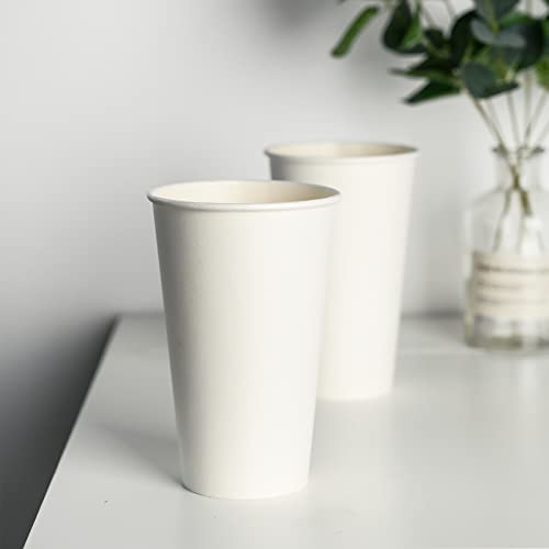 White Disposable Paper Coffee Cups 12 oz 1000 Pack - Leak-Proof, Hot & Cold Beverages