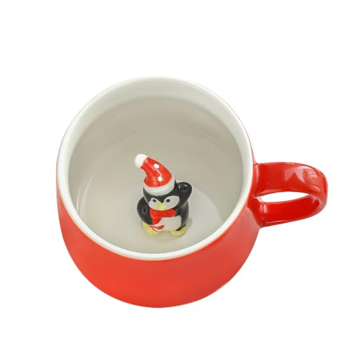 Penguin NDLBS Christmas 3D Mug - 12oz Ceramic Teacup with Santa/Penguin Inside