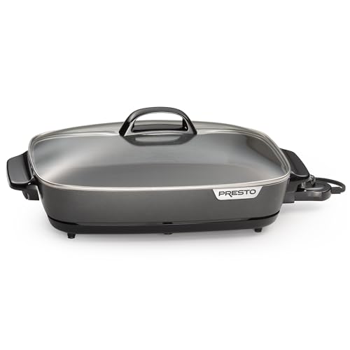 16-Inch Electric Skillet with Glass Cover, Nonstick, Adjustable Temperature