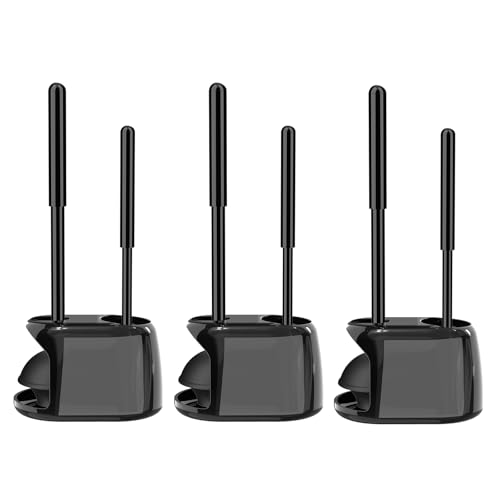 SetSail 3 Pack Toilet Brush and Plunger Set with Hidden Storage - Black