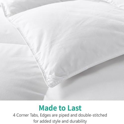 Queen Size Feather Down Comforter - Organic Cotton Cover All Seasons Medium Warm Ivory White Variation