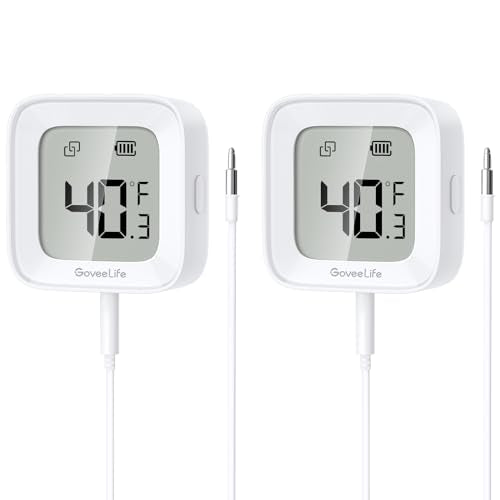 GoveeLife Bluetooth Refrigerator & Freezer Thermometer 2-Pack with LCD Display - Model H5108