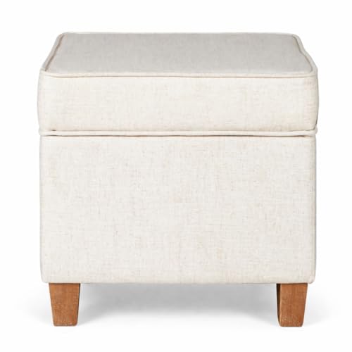 Cream Square Storage Ottoman with Lift-Off Lid - HomePop Classic Accent Piece