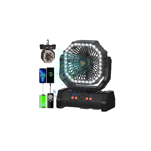 ADUST 20000mAh Battery Operated Camping Fan with Warm&Cold Light -