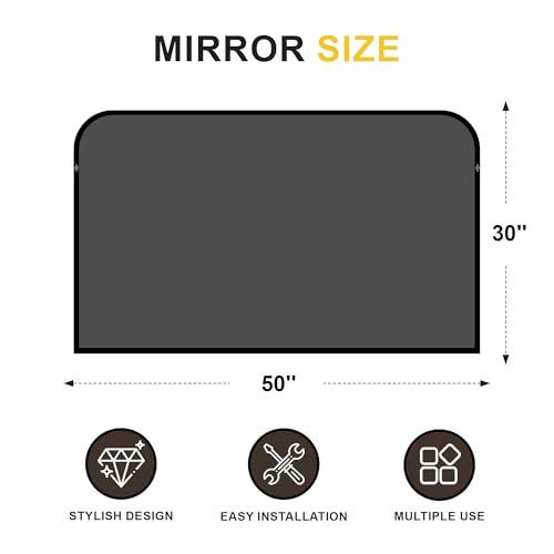 LAWADA Black Bathroom Vanity Mirror 50x30 Inch HD Safety Glass Wall Mount with Frame