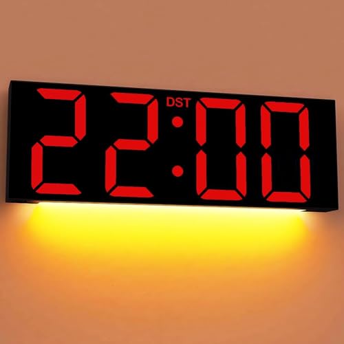 Digital Wall Clock 22 Inch Large LED Display with Alarm - Black Frame - Variation of THIS listing