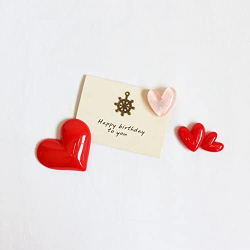 4 PCS Heart Shape Fridge Magnets, Red and Pink Love Small Decorative Magnets for Office Home Kitchen Decoration