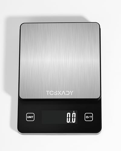 Tcsxady Food Scale, 11lb Digital Kitchen Scale with 6 Units LCD Display and Tare Function,Compact Design for Baking,Healthy Cooking,Meal Prep, 304 Stainless Steel