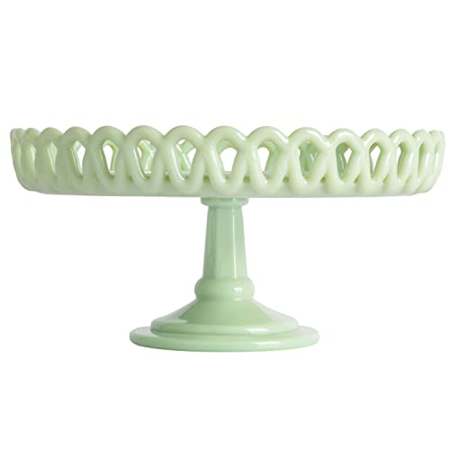 Martha Stewart Highbrook 8.5" Handmade Jadeite Glass Cake Stand