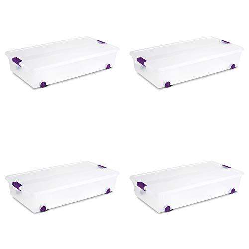 Sterilite ClearView Latch Wheeled Underbed Storage Boxes - 60 Quart, 4-Pack