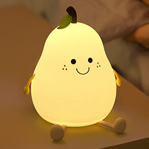 Cute Pear USB Rechargeable Nursery Lamp - Multicolor Night Light for Kids' Bedroom Gift