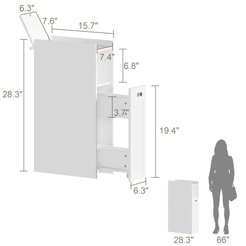 White Slim Bathroom Storage Cabinet with Slide-Out Drawers - ChooChoo
