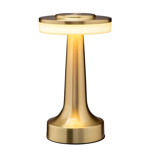O'Bright Dome Cordless Rechargeable LED Mushroom Table Lamp - Gold, 8 Inch
