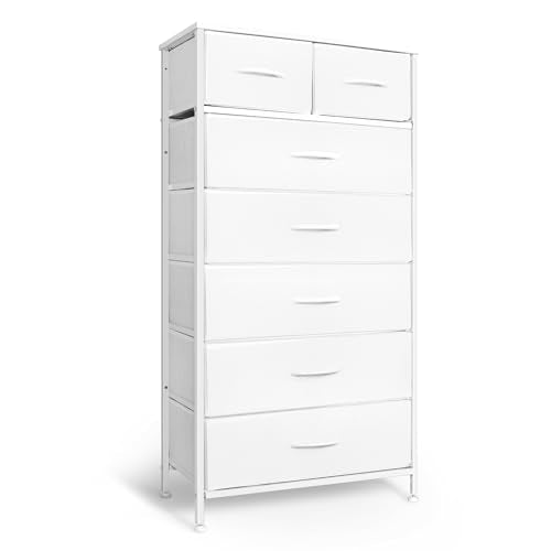 Mifuro White Tall Dresser with 7 Drawers - Vertical Bedroom Storage Tower