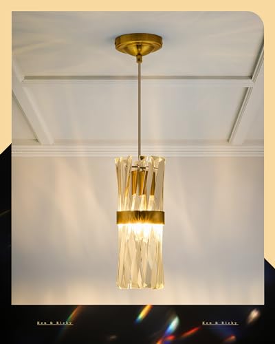 Ken & Ricky Gold Pendant Lights 3-Pack Kitchen Island Lighting - Mesh Crystal Design
