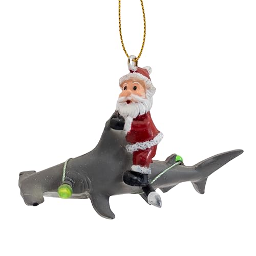 Hammerhead Shark Christmas Tree Ornament Santa Riding Lights Nautical Decor