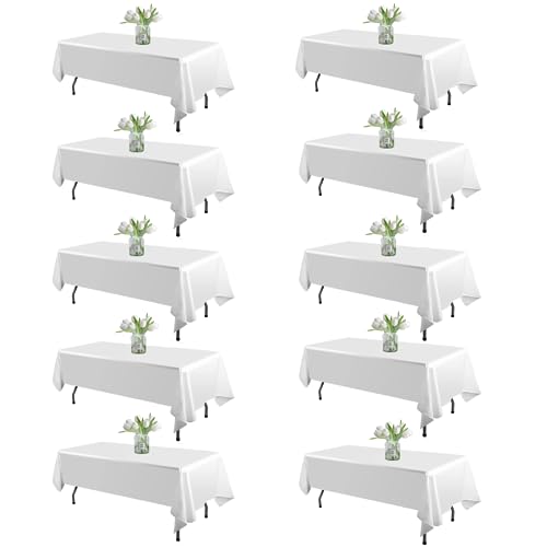 WIGENIUS 10 Pack White Table Cloth Rectangle 60X102 Inch Tablecloth