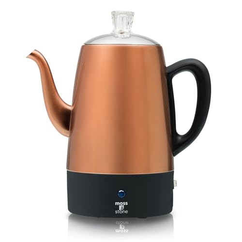 Moss & Stone Copper 10-Cup Electric Coffee Percolator Stainless Steel