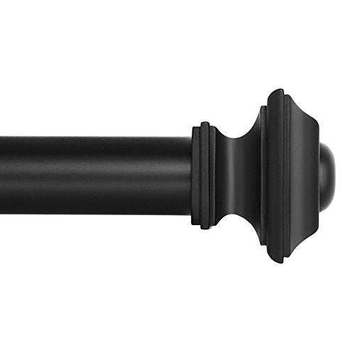 Ivilon Square Design Telescoping Curtain Rod 48-86 Inches Black - Easy Install