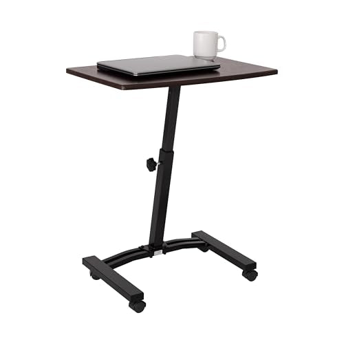 Walnut Mobile Laptop Desk Cart - Height Adjustable from 20.5 to 33 Inches, Slim Design, NEW Model