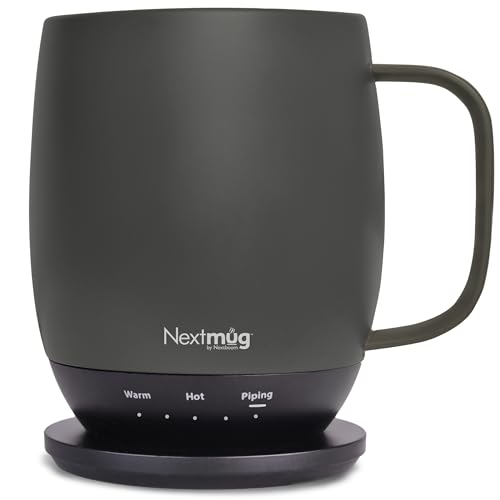 14 oz Temperature-Controlled Coffee Mug - Self-Heating Graphite Smart Mug with Spill-Resistant Lid