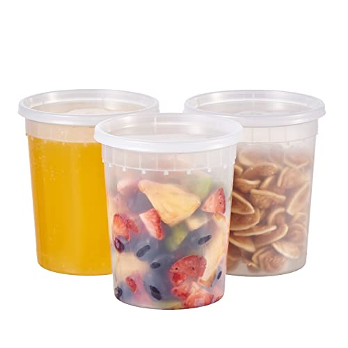 FULING 32oz Plastic Deli Food Containers Set of 240 - Leakproof & Stackable