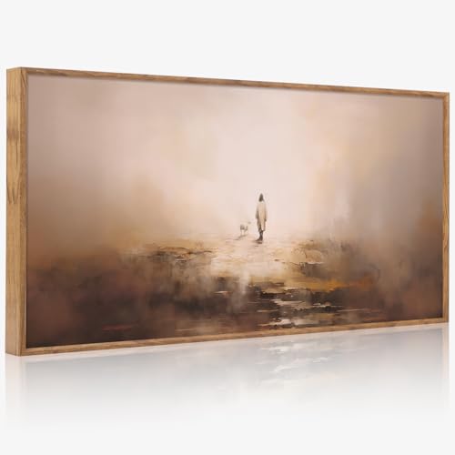 Religious Wall Art Canvas - Jesus Leaves The 99 Parable of The Lost Sheep 40x20 Inch - Variation of Jesus Leaves The 99