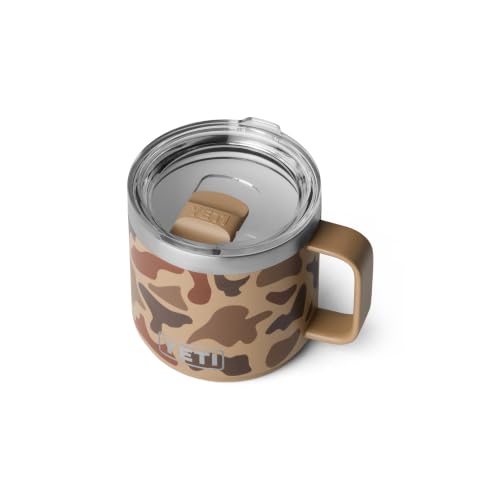 YETI Rambler 14 oz Ceramic Lined Stackable Mug Wetlands Camo - Durable Camping Coffee Cup