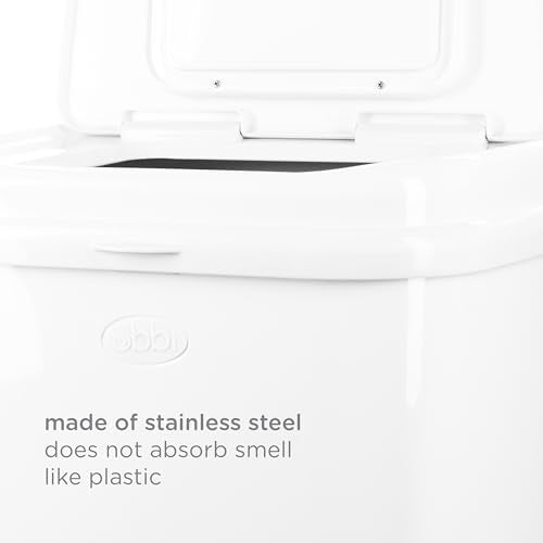 Ubbi Adult Diaper Pail White 13-Gallon Stainless Steel Incontinence Disposal Bin