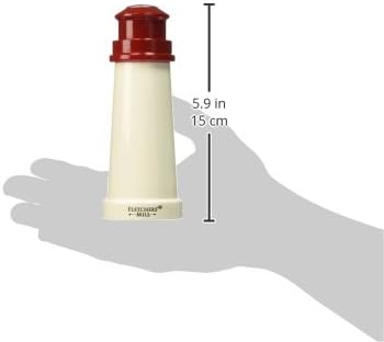 Fletchers' Mill Lighthouse Salt Mill, White/Red - 6 Inch, Adjustable Coarseness Fine to Coarse, MADE IN U.S.A.