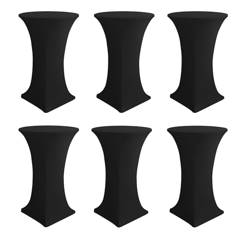 Black Spandex Cocktail Table Covers 6 Pack Fits 30-32" Diameter High Top Tables
