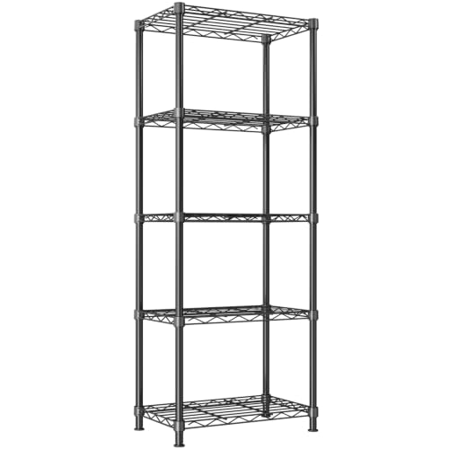 Sakugi Black 16x10x55.1-inch 5-Tier Metal Shelving Unit - Easy Assembly