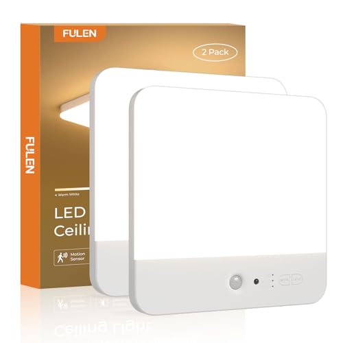 Wireless Motion Sensor Ceiling Light 2 Pack - Battery Operated, Adjustable Brightness & Color Temperature, No Wiring Needed