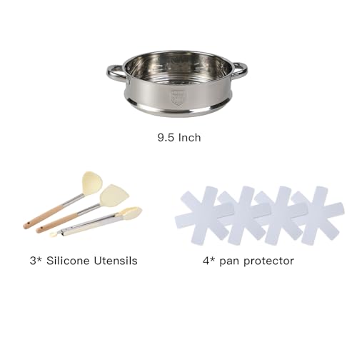 Anymark 16-Piece Non-Stick Cookware Set White - Includes Pots, Pans, Steamer & Accessories