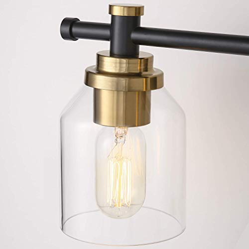 SOLFART Black and Brass 3-Light Bathroom Vanity Light Fixture Over Mirror Globe Style